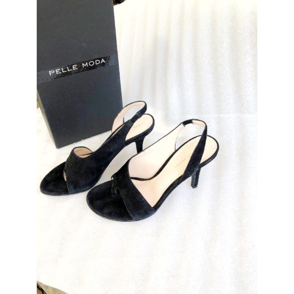 Pelle Moda Black Suede Strap Sandals Size 7